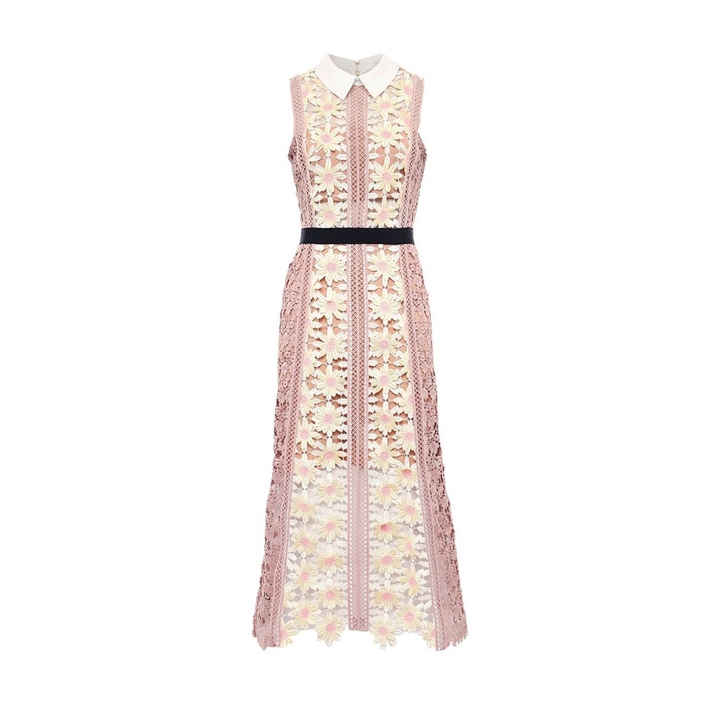 SELF-PORTRAIT Pastel Pink 3D Lace Midi